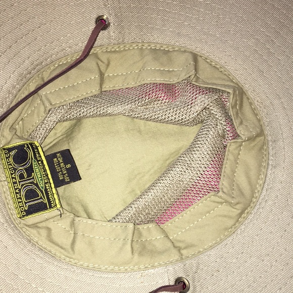 DPC Dorfman Pacific Co vented wide brim hat Small safari sun cap strap khaki - Picture 10 of 10